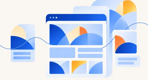 Illustration géométrique de création de pages web — formation Drupal Webmaster